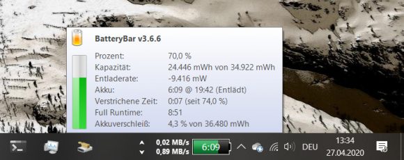 BatteryBar (Screenshot: ZDNet.de)