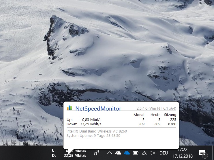 NetSpeedMonitor unter Windows 19 1809 (Bild: ZDNet.de)