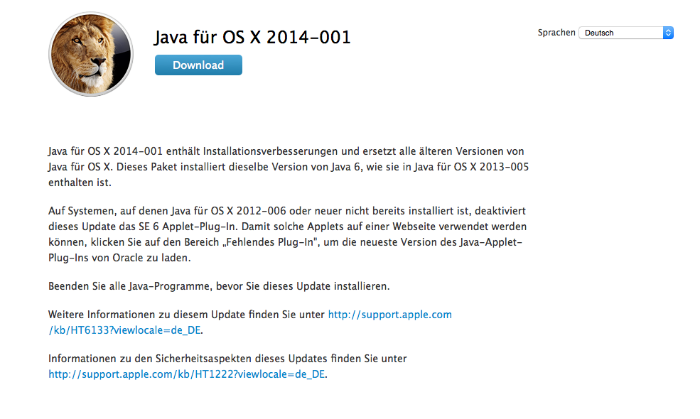Java 6 für OS X