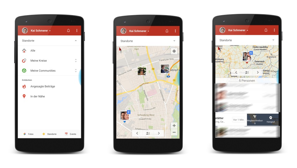 Google+ für Android: Standortfreigabe mit Routingoption